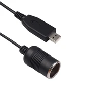 Araç Dönüştürücü USB Porttan Araç Çakmak Soketine Kadın 5V den 12V ye Güç Adaptör Kablosu Siyah - 3