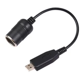 Araç Dönüştürücü USB Porttan Araç Çakmak Soketine Kadın 5V den 12V ye Güç Adaptör Kablosu Siyah - 1