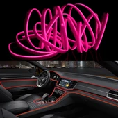 4 Metre Soğuk Işık Esnek LED Şerit Işık Araba Dekorasyonu Pembe Işık - 1