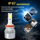 2 Adet H1 18W 1800 LM 8000K IP68 Canbus Sabit Akım Araba LED Far 2 COB Lambalı Buz Mavisi Işık - 6