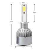 2 Adet H1 18W 1800 LM 8000K IP68 Canbus Sabit Akım Araba LED Far 2 COB Lambalı Buz Mavisi Işık - 3