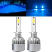 2 Adet H1 18W 1800 LM 8000K IP68 Canbus Sabit Akım Araba LED Far 2 COB Lambalı Buz Mavisi Işık - 1