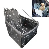 Kaymaz Katlanabilir Oxford Kumaş Araba Koltuğu Kılıfı Evcil Hayvan Kedi Köpek Minderi Siyah Kemik 40x30x25cm - 1