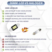 2 Adet 36mm 3W 6000K 660LM 6 LED SMD-3030 Araç Okuma Lambası ve Plaka Lambası DC12V-24V - 6