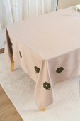 Florita Cappuccino Punch İşlemeli Dertsiz Leke Tutmaz Masa Örtüsü 160x220 cm - 1