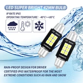 42mm 2 Adet DC12V-24V 3W 6000K 660LM 6 LED SMD-3030 Araç Okuma Lambası Plaka Lambası - 8