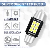 2 Adet 36mm 3W 6000K 660LM 6 LED SMD-3030 Araç Okuma Lambası ve Plaka Lambası DC12V-24V - 4