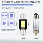 2 Adet 36mm 3W 6000K 660LM 6 LED SMD-3030 Araç Okuma Lambası ve Plaka Lambası DC12V-24V - 3