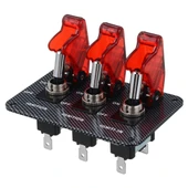 Jtron DV 12V Karbon Fiber Yüzey Panel Araba Anahtarı Kırmızı LED Gösterge - 6
