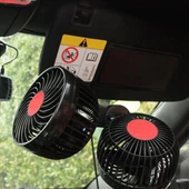 HUXIN HX T606E Çift Başlıklı Rulolu Anahtarlı 12W 360 Derece Ayarlanabilir Döner Mini Elektrikli Araç Vantilatörü DC24V - 6