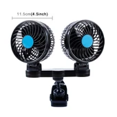 HUXIN HX T605 7W Ayarlanabilir Döner Klipsli Çift Başlıklı Düşük Gürültülü Mini Elektrikli Araç Vantilatörü DC12V - 2