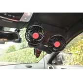 HUXIN HX T606E Çift Başlıklı Rulolu Anahtarlı 12W 360 Derece Ayarlanabilir Döner Mini Elektrikli Araç Vantilatörü DC24V - 5