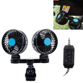 HUXIN HX T605 7W Ayarlanabilir Döner Klipsli Çift Başlıklı Düşük Gürültülü Mini Elektrikli Araç Vantilatörü DC12V - 1
