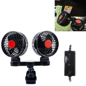 HUXIN HX T606E Çift Başlıklı Rulolu Anahtarlı 12W 360 Derece Ayarlanabilir Döner Mini Elektrikli Araç Vantilatörü DC24V - 1