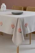 Rivaİstanbul Florita Gri Punch İşlemeli Dertsiz Leke Tutmaz Masa Örtüsü 160x220 cm thumbnail 1
