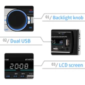 SWM-530 12V Evrensel Araç Çift USB Şarj Cihazı Radyo Alıcısı MP3 Çalar FM ve Bluetooth Destekli Uzaktan Kumandalı - 4