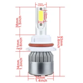 9007 Model 18W 1800 Lumen 6000K IP68 Casnbus Sabit Akım Araba LED Far 2 COB Lambalı Beyaz Işık - 3