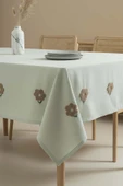 Rivaİstanbul Florita Yeşil  Punch İşlemeli Dertsiz Leke Tutmaz Masa Örtüsü 160x220 cm thumbnail 1
