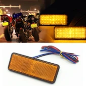 2 Adet Motosiklet Araba Römorku 12-15V DC 24 LED Sarı Dikdörtgen Reflektör Gösterge Lambası Sabit ve Flaşlı - 1