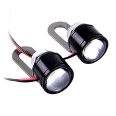 2 Adet 12V 3W Yeşil Işıklı Kartal Gözü LED Motosiklet Lambası 45cm Kablo - 3