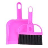 Mini Masaüstü Araba Klavye Temizleme Fırçası Küçük Süpürge ve Kürek Seti Magenta - 2