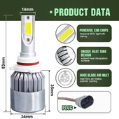 2 Adet C9 9006 Model 18W 1800LM 6000K Beyaz Işık Su Geçirmez IP68 Araba LED Far COB LED Lambalı DC 9-36V - 3