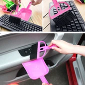 Mini Masaüstü Araba Klavye Temizleme Fırçası Küçük Süpürge ve Kürek Seti Magenta - 7