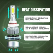 9005 Model 18W 1800LM 6000K Beyaz Işık Su Geçirmez IP68 Araba LED Far 2 COB LED Lambalı DC 9-36V - 7