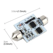2 Adet Renkli 36MM Çift Uçlu Uzaktan Kumandalı Araba Kubbe Lambası 6 LED Işıklı Okuma Lambası - 3