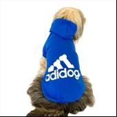 Saks Mavi Adidog Kapşonlu Duo Köpek Sweatshirt Köpek Kazağı - 8