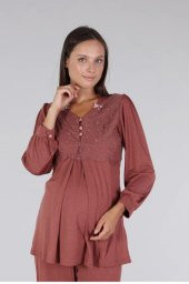 Bone Club 5306 Taba V Yaka Dantelli Lohusa Pijama Tk - 2