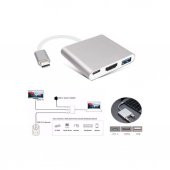 Type-C To HDMI USB 3.0 Çevirici 3in 1 Dönüştürücü Adaptör - 2