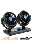 Point Tiger Marketing 12v Kademeli Çift Başlı 360 Dönebilen Araç Fanı Oto Fan Soğutucu Vantilatör - 1
