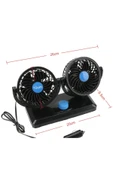 Point Tiger Marketing 12v Kademeli Çift Başlı 360 Dönebilen Araç Fanı Oto Fan Soğutucu Vantilatör - 2