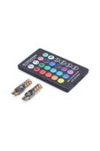 DKELEKTRONİK Kumandalı Çakarlı T10 Araç Park Ampulü 18 Led Rgb Park Stop Çakar Lamba Ampül - 2