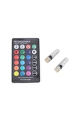 DKELEKTRONİK Kumandalı Çakarlı T10 Araç Park Ampulü 18 Led Rgb Park Stop Çakar Lamba Ampül - 3