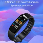 C1S 0.96 inç IPS Renkli Ekran Akıllı Bileklik Kırmızı IP67 Su Geçirmez Kalp Atış Hızı Kan Basıncı Uyku Takip - 3