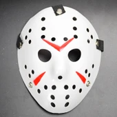 Beyaz Kırmızı Çizgili Tam Yüz Hokey Maskesi thumbnail 1