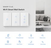 Sonoff T2 Dokunmatik 120mm Temperli Cam Panel Duvar Anahtarı Akıllı Ev Işığı Dokunmatik Anahtar Alexa ve Google Home Uyumlu US Priz - 3