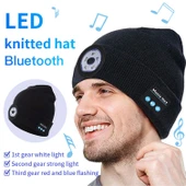 Outdoor Gece Koşusu ve Balıkçılık için LED Işıklı Bluetooth 50 Örgü Bere Lacivert - 3