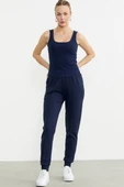 Kalın Askılı Fitilli Basic Atlet - Lacivert - 1