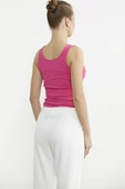 Kalın Askılı Fitilli Basic Atlet - Fuşya - 4