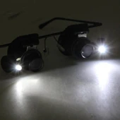 20X Büyüteçli Saat Tamir Gözlüğü LED Işıklı Siyah Çift Lens - 7