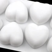 8 Bölmeli Kalp Silikon Çikolata ve Sabun Kalıbı Beyaz - 5