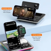 A93 15W 5 in 1 Çok Fonksiyonlu Katlanabilir Kablosuz Şarj Cihazı Masaüstü Telefon Standı Gri - 9