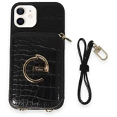 İPhone 11 Uyumlu 3 Parça Çanta Cüzdan Askılık Set Kılıf - 5