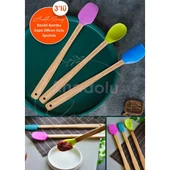 Silikon Uçlu Isıya Dayanıklı Bambu Spatula 3'lü Set thumbnail 1