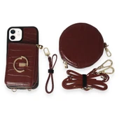 İPhone 11 Uyumlu 3 Parça Çanta Cüzdan Askılık Set Kılıf - 12