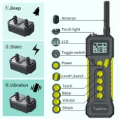 Tsattine T10 IP68 Su Geçirmez LCD Işıklı 2000FT Köpek Eğitim Cihazı - 3