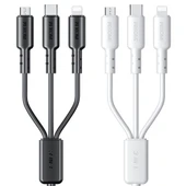 WEKOME WDC 02 Tidal Enerji Serisi 3A USB to 8 Pin Type C Micro USB 3 in 1 PVC Data Kablosu Siyah 1.2m - 2